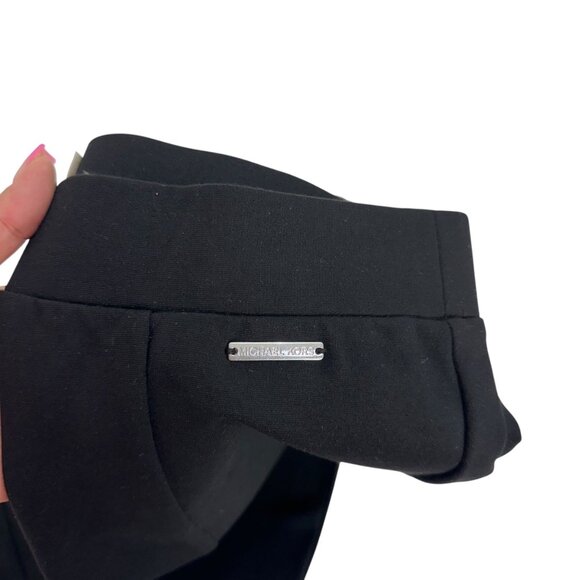 Michael Kors Women Black Mid-Rise Stretch Pull On Pants SZ M Straight Side Slits - Picture 10 of 12